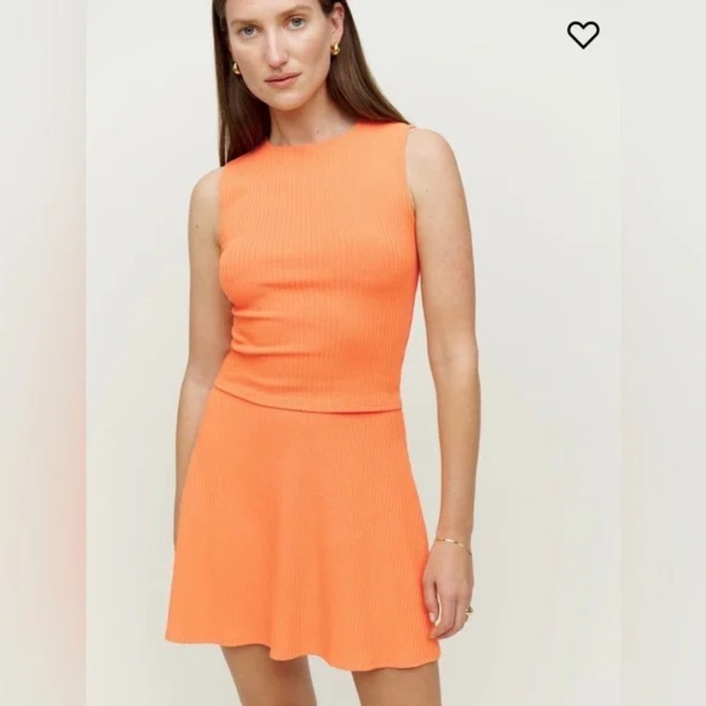 Reformation Andres Ribbed Orange Knit Two Piece Set
